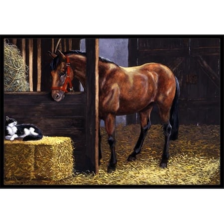 Carolines Treasures Carolines Treasures BDBA0295MAT Horse in Stable with Cat Indoor or Outdoor Mat; 18 x 27 BDBA0295MAT
